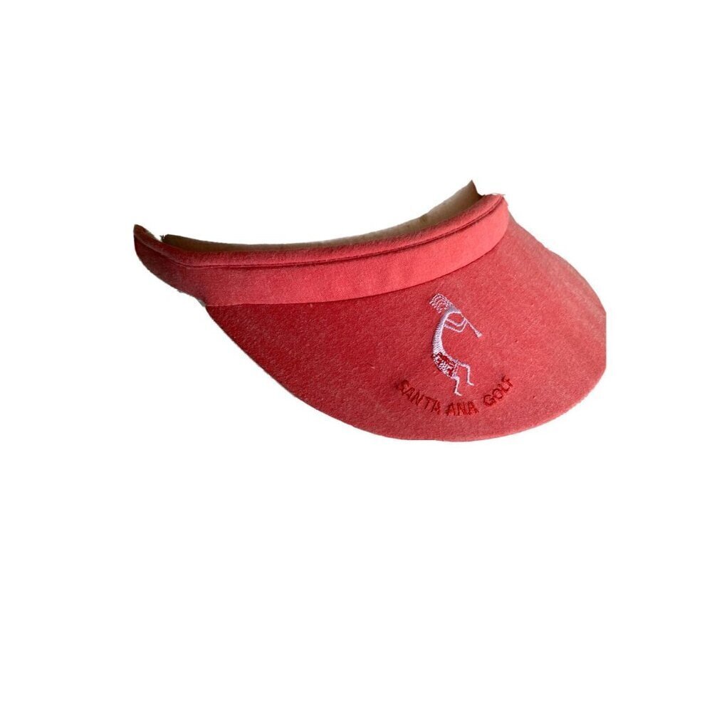 Town Talk Golf Visor Coral Pink Santa Ana Golf Kokopelli Logo Made in USA Terry‎